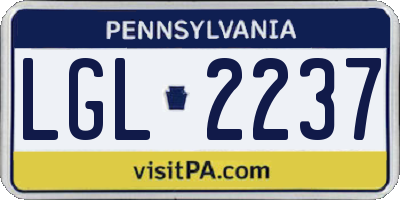 PA license plate LGL2237