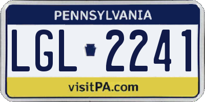 PA license plate LGL2241