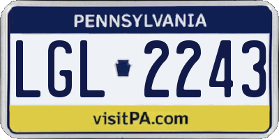 PA license plate LGL2243