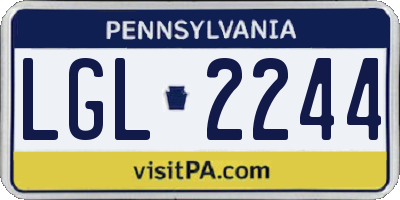 PA license plate LGL2244