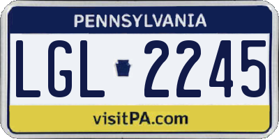 PA license plate LGL2245