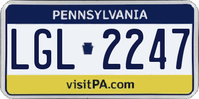 PA license plate LGL2247