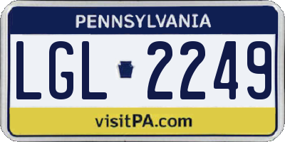 PA license plate LGL2249