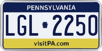 PA license plate LGL2250