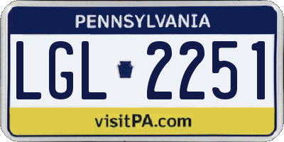 PA license plate LGL2251