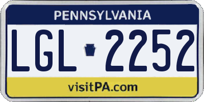 PA license plate LGL2252