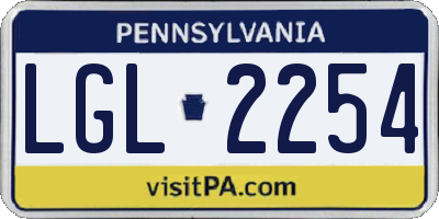 PA license plate LGL2254