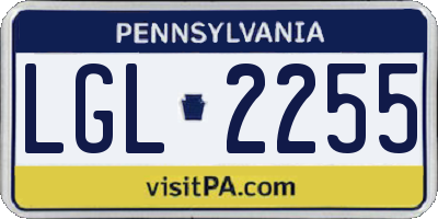 PA license plate LGL2255