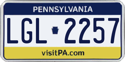 PA license plate LGL2257