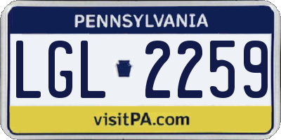 PA license plate LGL2259