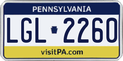PA license plate LGL2260