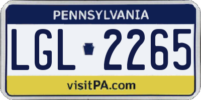 PA license plate LGL2265