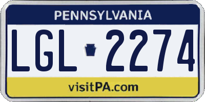 PA license plate LGL2274