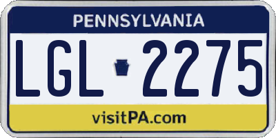 PA license plate LGL2275