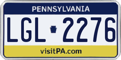 PA license plate LGL2276
