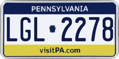 PA license plate LGL2278