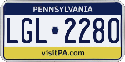PA license plate LGL2280