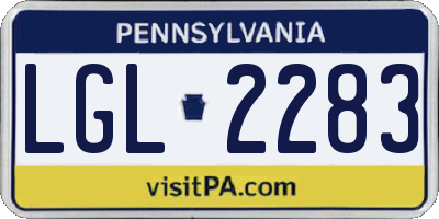 PA license plate LGL2283