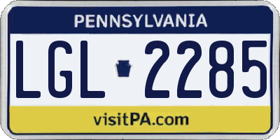 PA license plate LGL2285