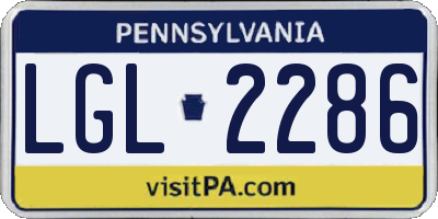 PA license plate LGL2286