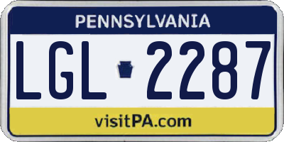 PA license plate LGL2287