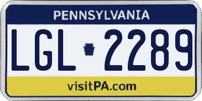PA license plate LGL2289