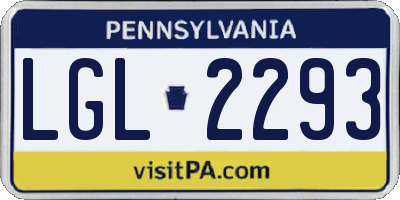 PA license plate LGL2293