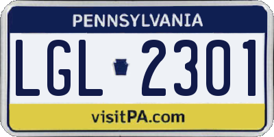 PA license plate LGL2301
