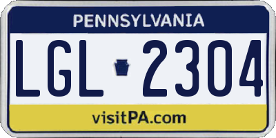 PA license plate LGL2304