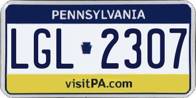 PA license plate LGL2307