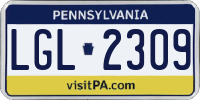 PA license plate LGL2309