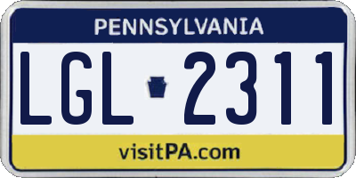 PA license plate LGL2311