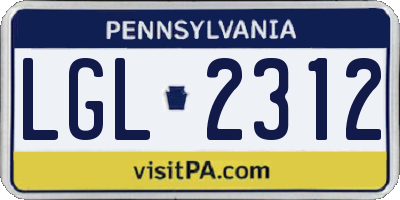 PA license plate LGL2312