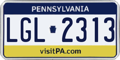 PA license plate LGL2313