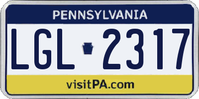 PA license plate LGL2317