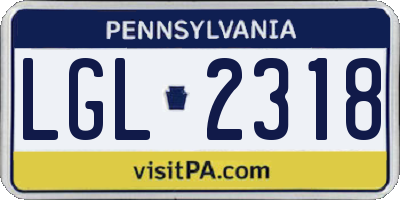 PA license plate LGL2318