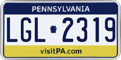 PA license plate LGL2319