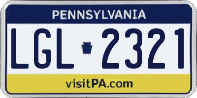 PA license plate LGL2321