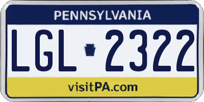PA license plate LGL2322