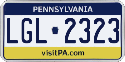 PA license plate LGL2323