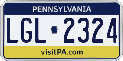 PA license plate LGL2324