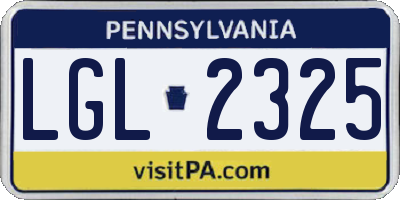 PA license plate LGL2325
