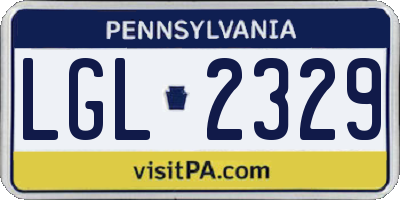 PA license plate LGL2329
