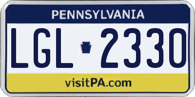PA license plate LGL2330