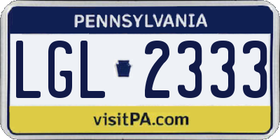 PA license plate LGL2333