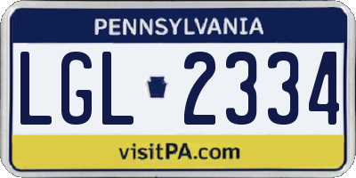 PA license plate LGL2334