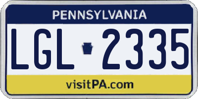 PA license plate LGL2335