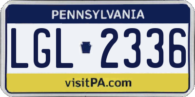 PA license plate LGL2336