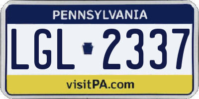 PA license plate LGL2337