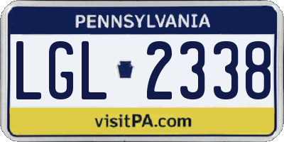 PA license plate LGL2338